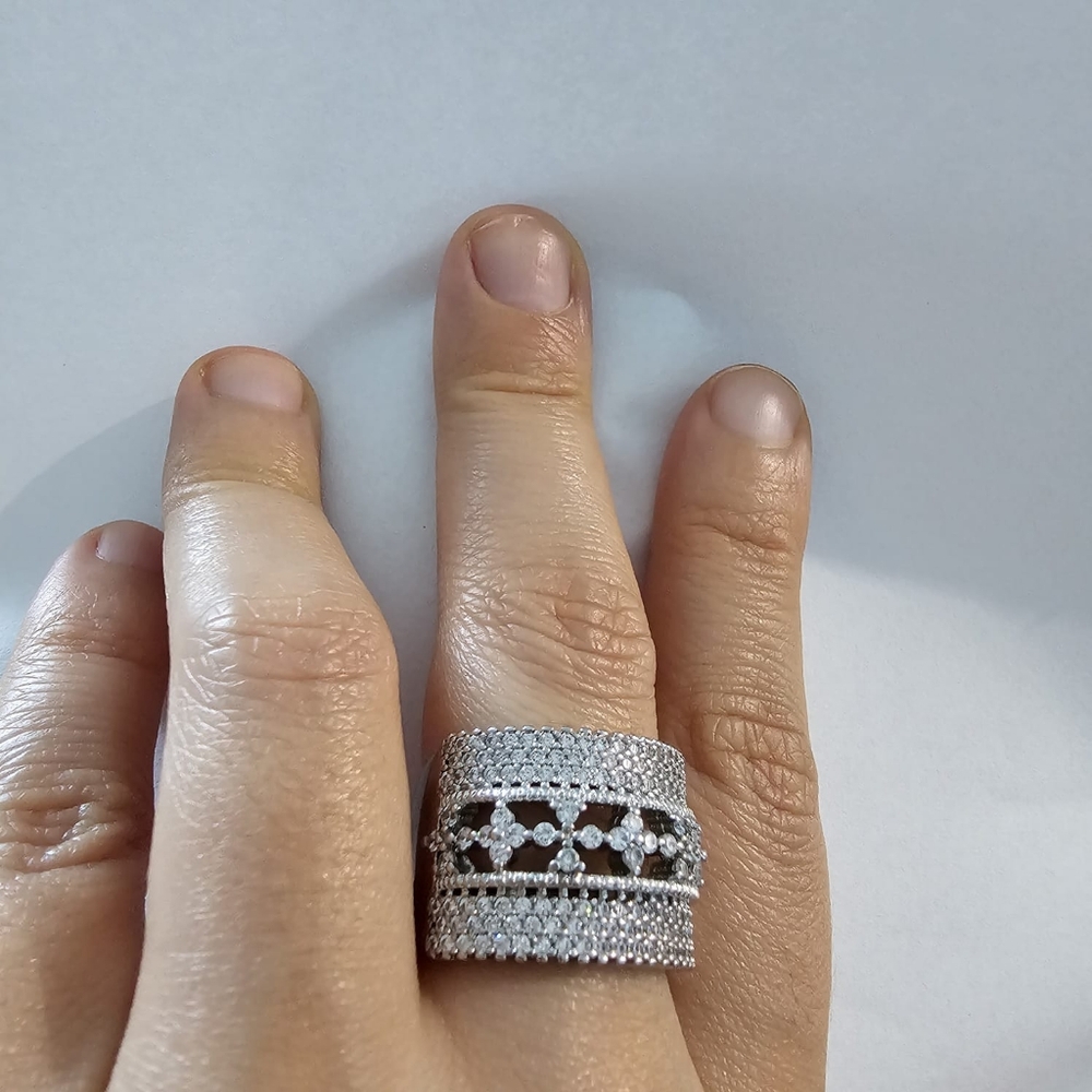 RATED White 925 silver sapphire ring - Picture 1 of 11